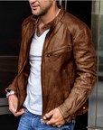 Elegante Herren Lederjacke mit Stehkragen 1