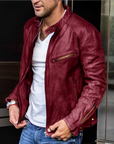 Elegante Herren Lederjacke mit Stehkragen 3