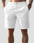 Elegante Leinen Shorts Herren – Atmungsaktive Kurze Hosen für Sommer, Bequemer Kordelzug, Praktische Taschen, Verschiedene Farben 1