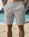 Elegante Leinen Shorts Herren – Atmungsaktive Kurze Hosen für Sommer, Bequemer Kordelzug, Praktische Taschen, Verschiedene Farben 3