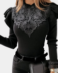 Elegantes Langarmshirt mit Puffärmeln und Spitze 3
