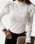 Elegantes Langarmshirt mit Puffärmeln und Spitze 4