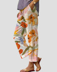 Florale Stoffhose mit lockerer Passform und elegantem Blumenmuster – Ideal für jeden Anlass 1