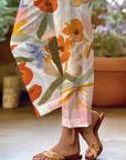 Florale Stoffhose mit lockerer Passform und elegantem Blumenmuster – Ideal für jeden Anlass 3
