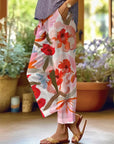 Florale Stoffhose mit lockerer Passform und elegantem Blumenmuster – Ideal für jeden Anlass 4