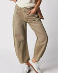 Hoch Taillierte Damenjeans mit Weitem Bein 0