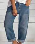 Hohe Weite Jeans Damen aus Hochwertigem Denim – Vintage-Inspiriert, Bequem und Stilvoll, Hoch Taille, Klassischer Knopfverschluss 2