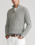 Klassischer Halbzip-Jumper mit Kabelstrickdesign 2