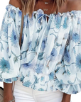 Schulterfreie Bluse mit Blütenmuster für Eleganz 4