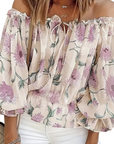 Schulterfreie Bluse mit Blütenmuster für Eleganz 5