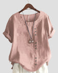 Zeitlose Damenbluse mit Rundhalsausschnitt und kurzen Ärmeln – Elegante Bluse für festliche Anlässe und Alltag 1