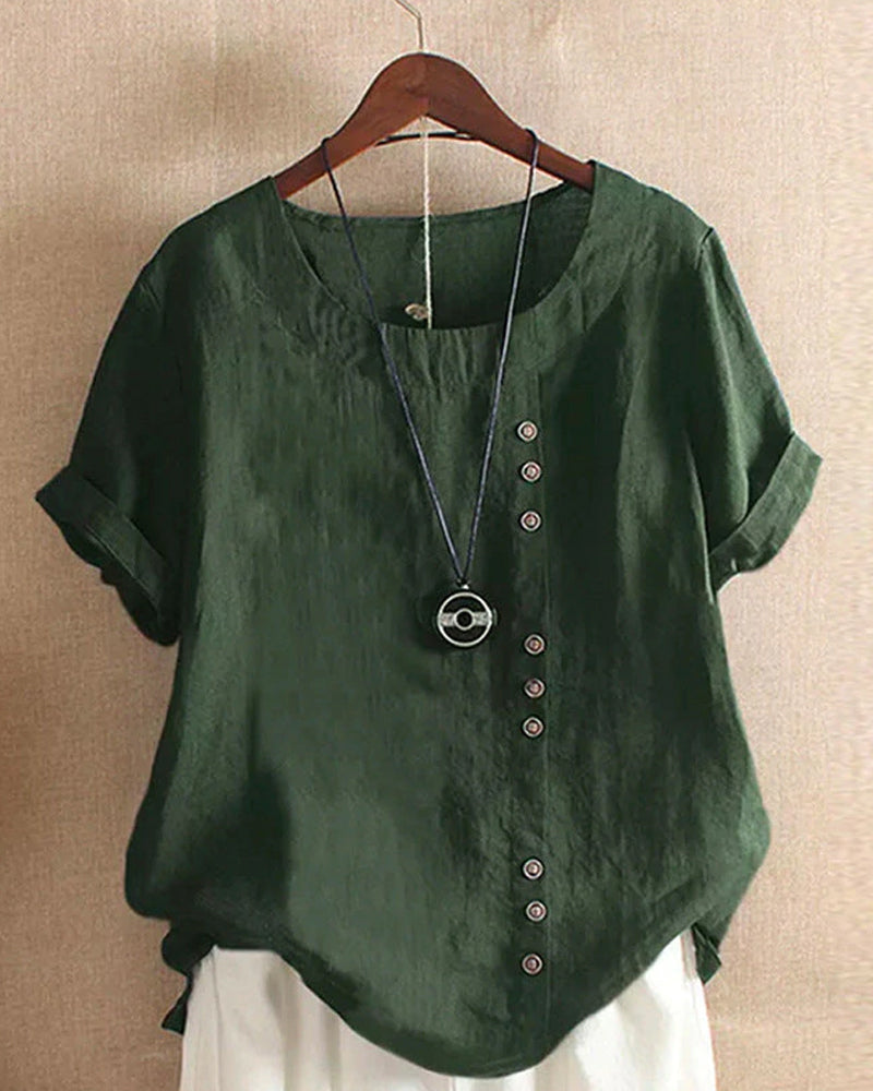 Zeitlose Damenbluse mit Rundhalsausschnitt und kurzen Ärmeln – Elegante Bluse für festliche Anlässe und Alltag 5