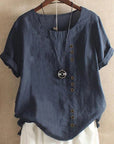 Zeitlose Damenbluse mit Rundhalsausschnitt und kurzen Ärmeln – Elegante Bluse für festliche Anlässe und Alltag 4