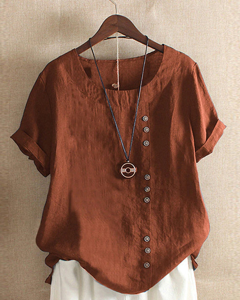 Zeitlose Damenbluse mit Rundhalsausschnitt und kurzen Ärmeln – Elegante Bluse für festliche Anlässe und Alltag 3