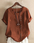 Zeitlose Damenbluse mit Rundhalsausschnitt und kurzen Ärmeln – Elegante Bluse für festliche Anlässe und Alltag 3