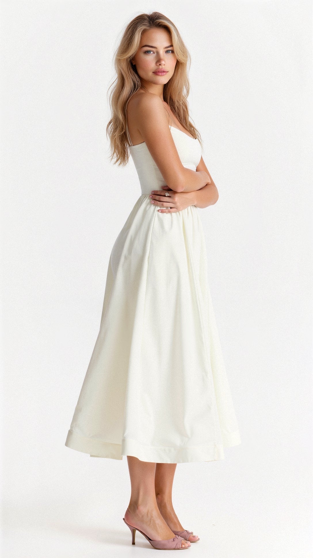 A-Linien Midi-Kleid mit zarten Trägern 2
