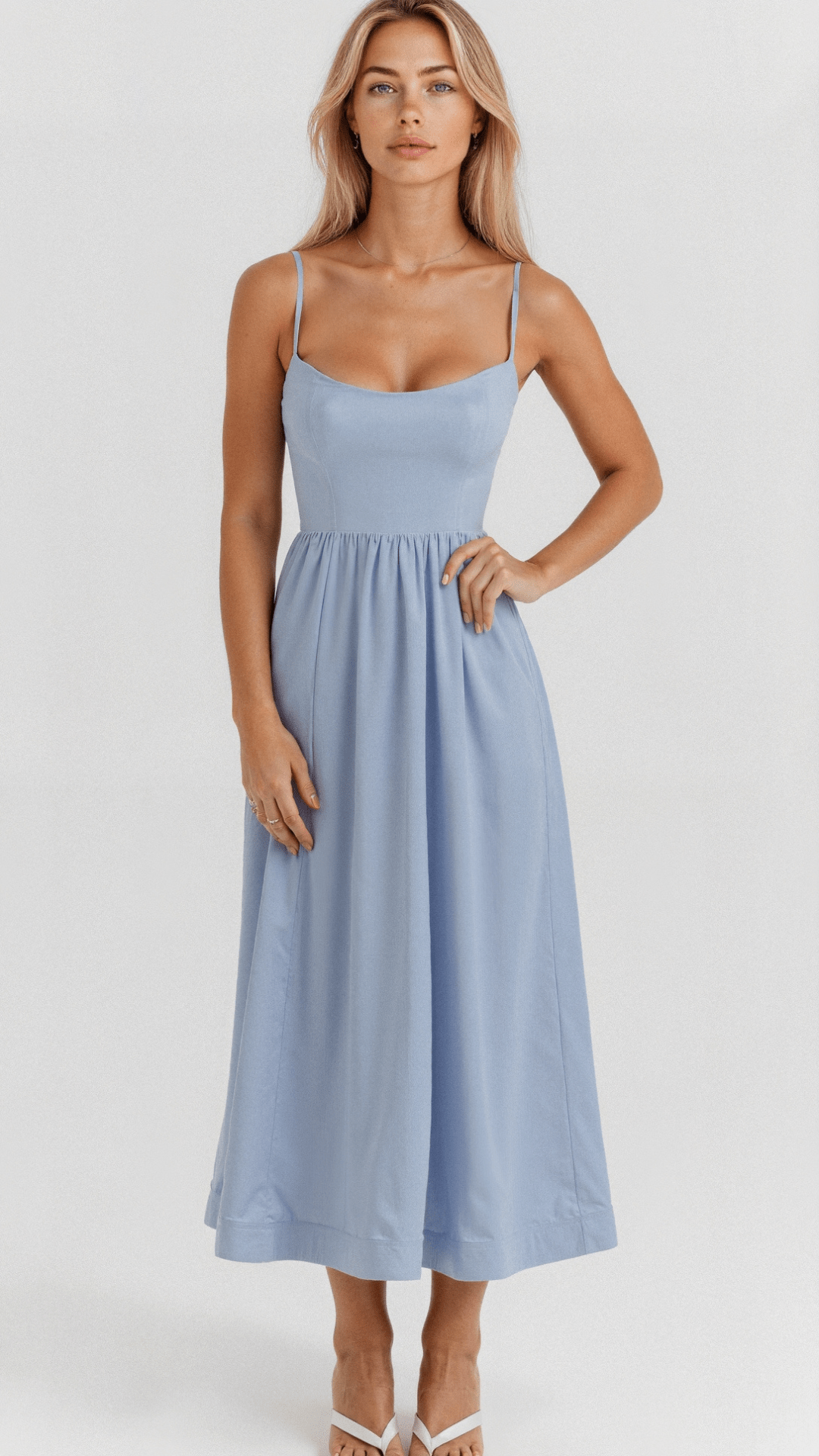A-Linien Midi-Kleid mit zarten Trägern 3