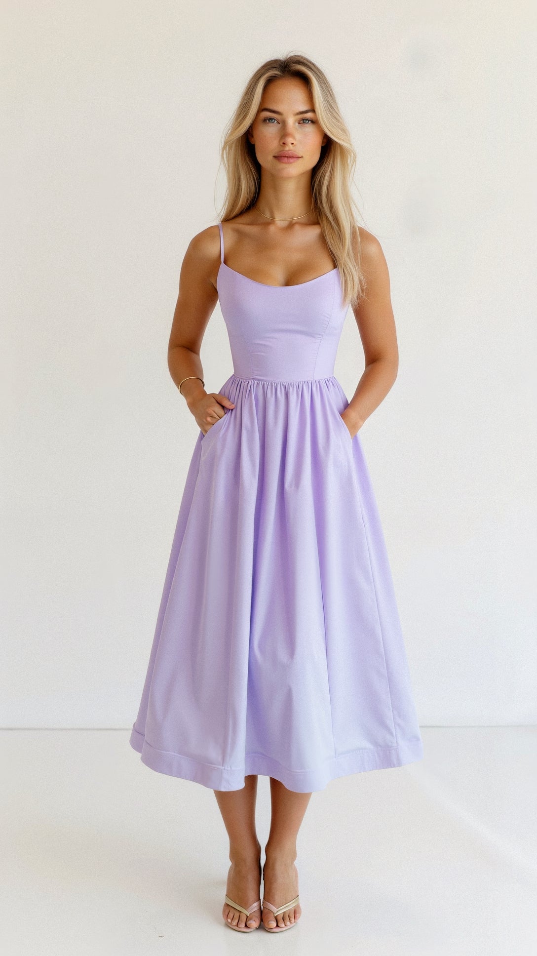 A-Linien Midi-Kleid mit zarten Trägern 9