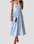 A-Linien Midi Kleid mit Spaghetti-Trägern für Eleganz 0
