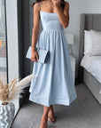 A-Linien Midi Kleid mit Spaghetti-Trägern für Eleganz 1