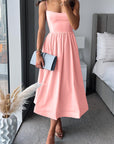 A-Linien Midi Kleid mit Spaghetti-Trägern für Eleganz 2