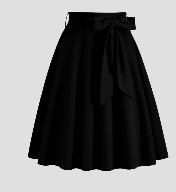 A-Linien Tüllrock mit Hoher Taille und Verspieltem Fliegen-Detail – Femininer Midi-Rock 1