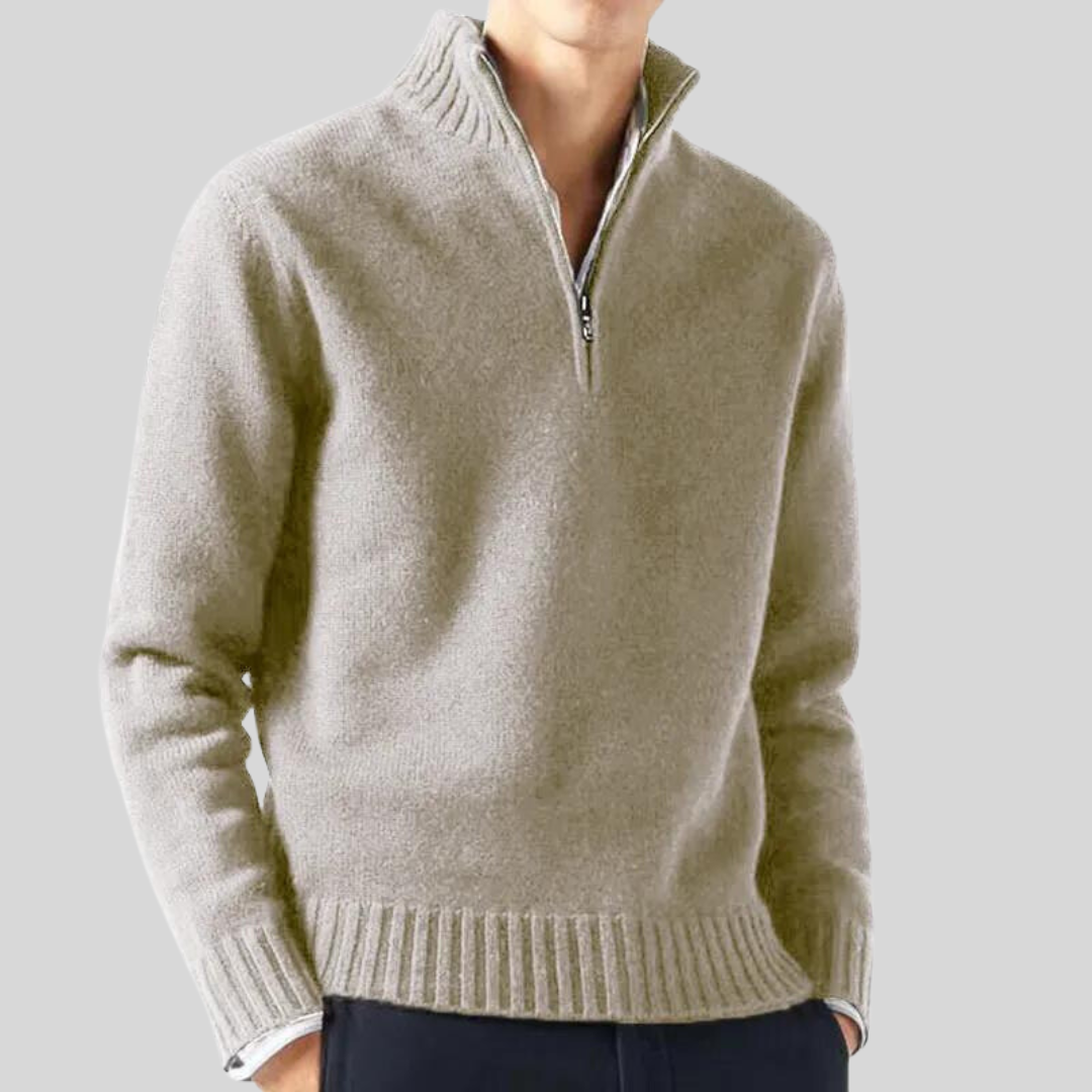 Anton | Herren Strickpullover Halbreißverschluss Grobstrick 2