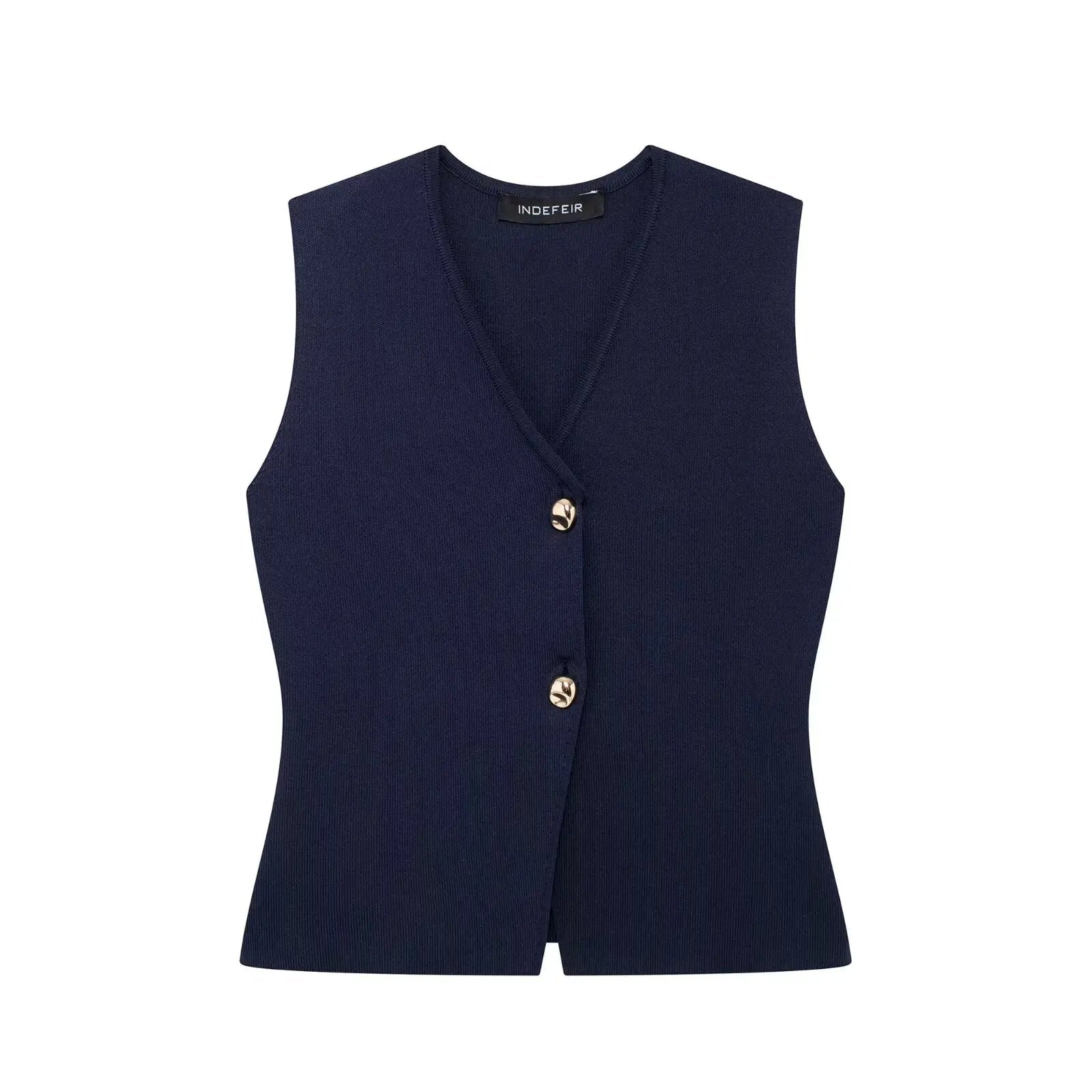 Ärmellose Damen-Strickweste mit Knopf-Front 6
