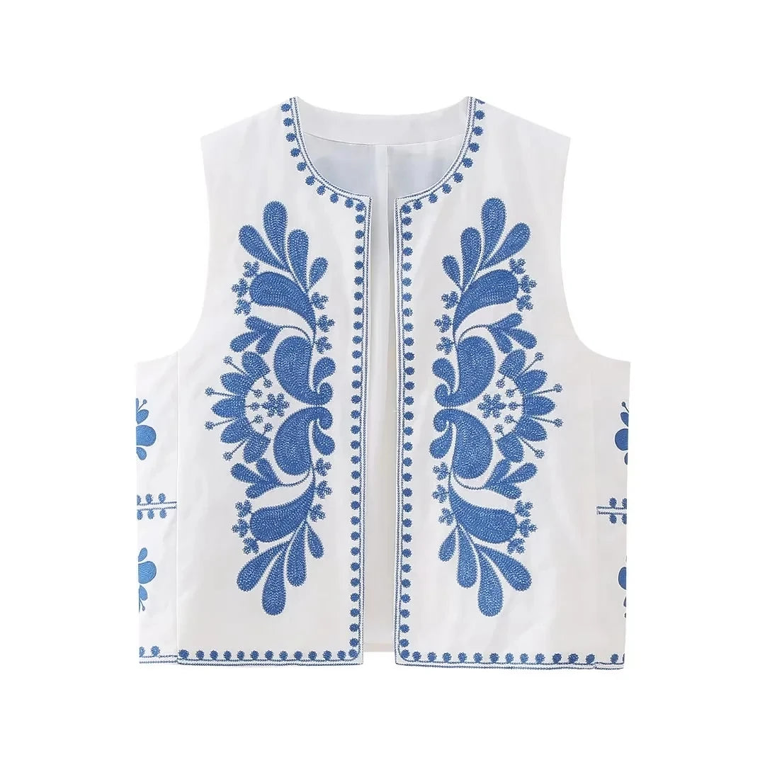 Ärmellose Weste mit floralen Stickereien für Eleganz 4
