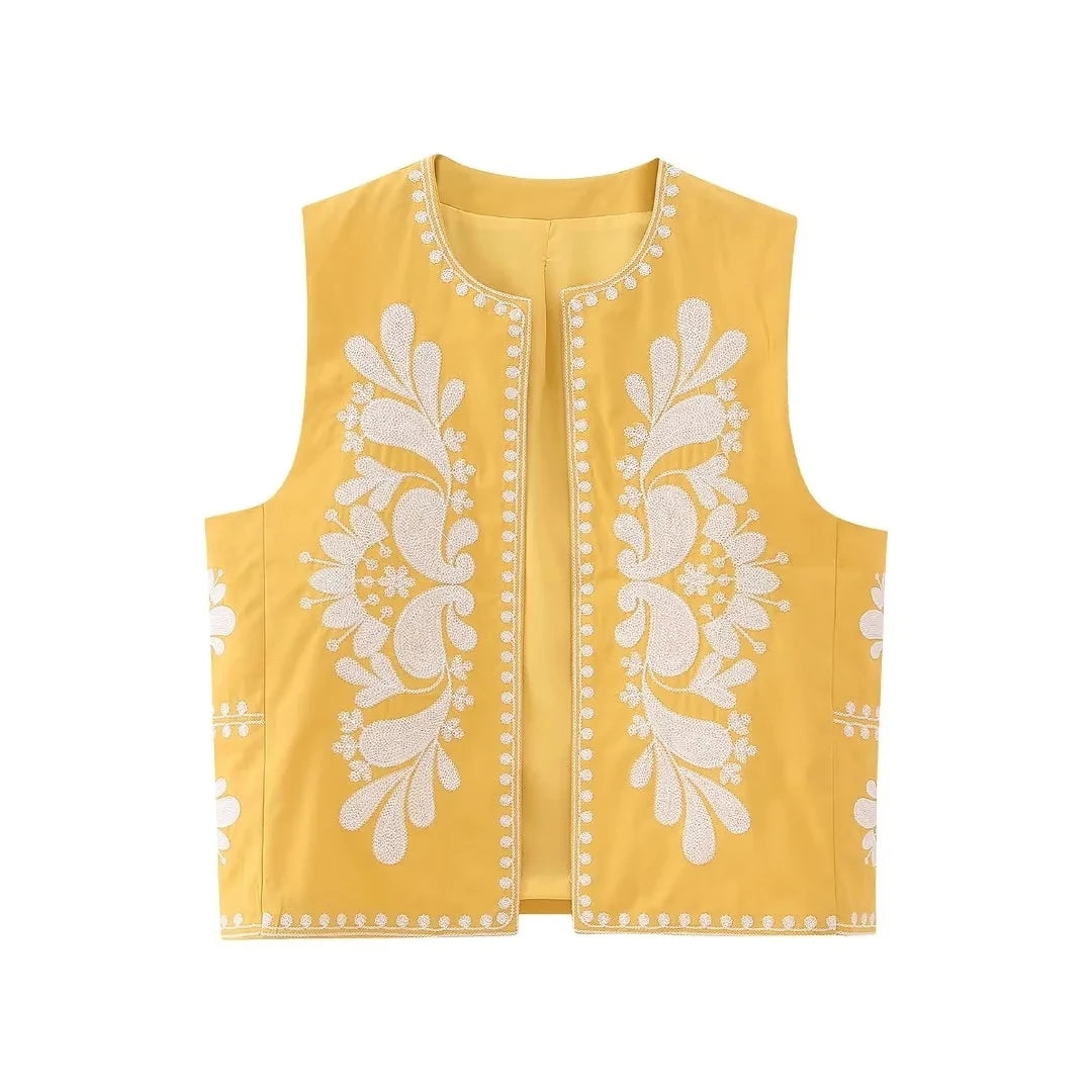 Ärmellose Weste mit floralen Stickereien für Eleganz 5