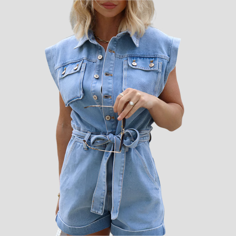 Ärmelloser Denim Jumpsuit für Damen – Eleganter Sommerstil mit Bequemer Passform 1