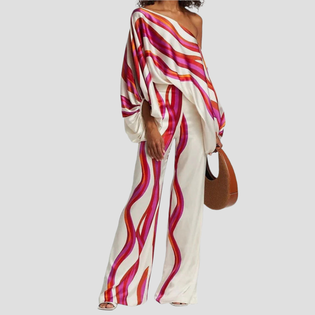 Asymmetrisches Damen Set mit One-Shoulder-Oberteil und passender Hose – Elegantes Outfit für jeden Anlass 1