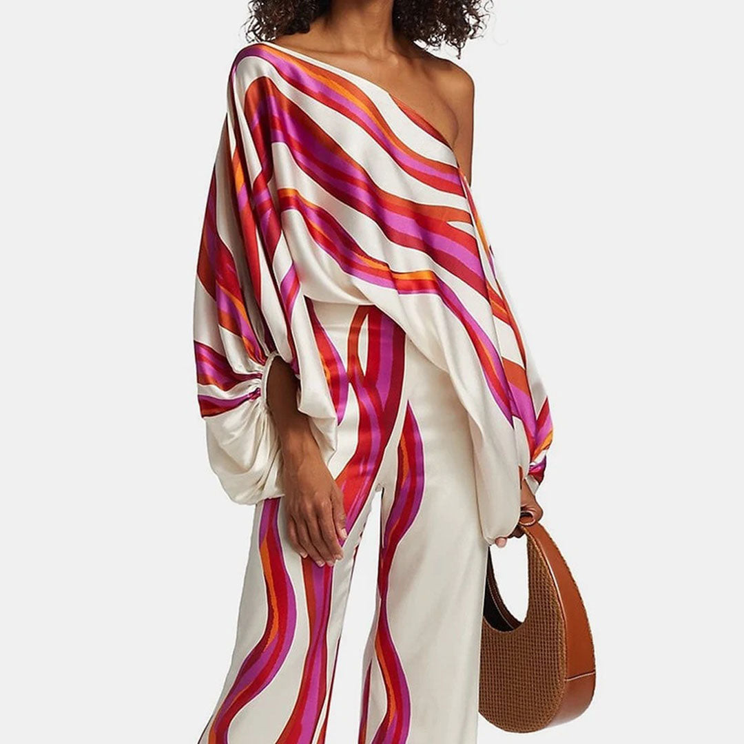 Asymmetrisches Damen Set mit One-Shoulder-Oberteil und passender Hose – Elegantes Outfit für jeden Anlass 3