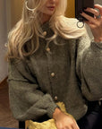 Bequeme Strickjacke mit Geripptem Ausschnitt 3