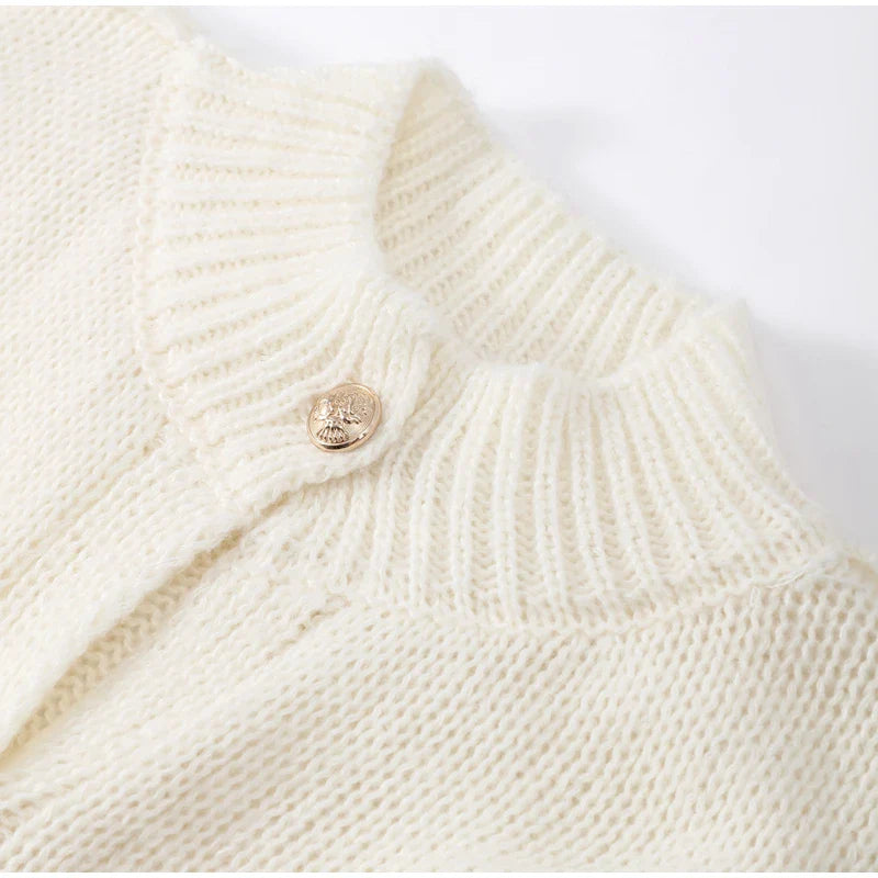 Bequeme Strickjacke mit Geripptem Ausschnitt 7