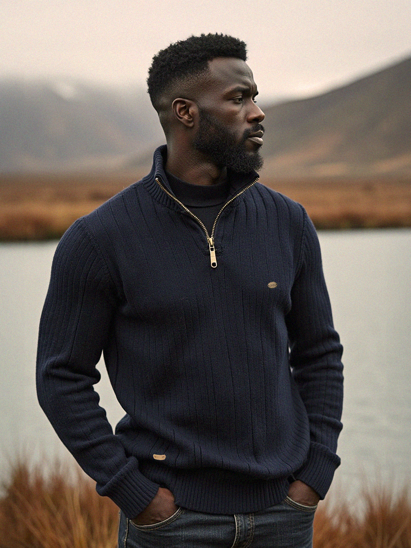 Bernhard | Herren Strickpullover Halbreißverschluss Rippstrick 6