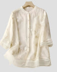 Bestickte Bluse mit klassischem Knopfdesign 0