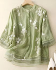 Bestickte Bluse mit klassischem Knopfdesign 10
