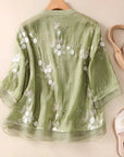 Bestickte Bluse mit klassischem Knopfdesign 3