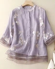 Bestickte Bluse mit klassischem Knopfdesign 8