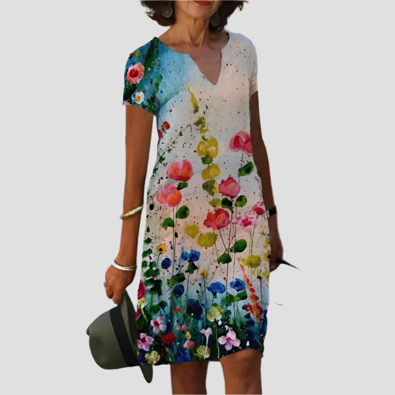 Blumenkleid mit fließendem Schnitt und floralem Design – Ideal für Sommerpartys 5