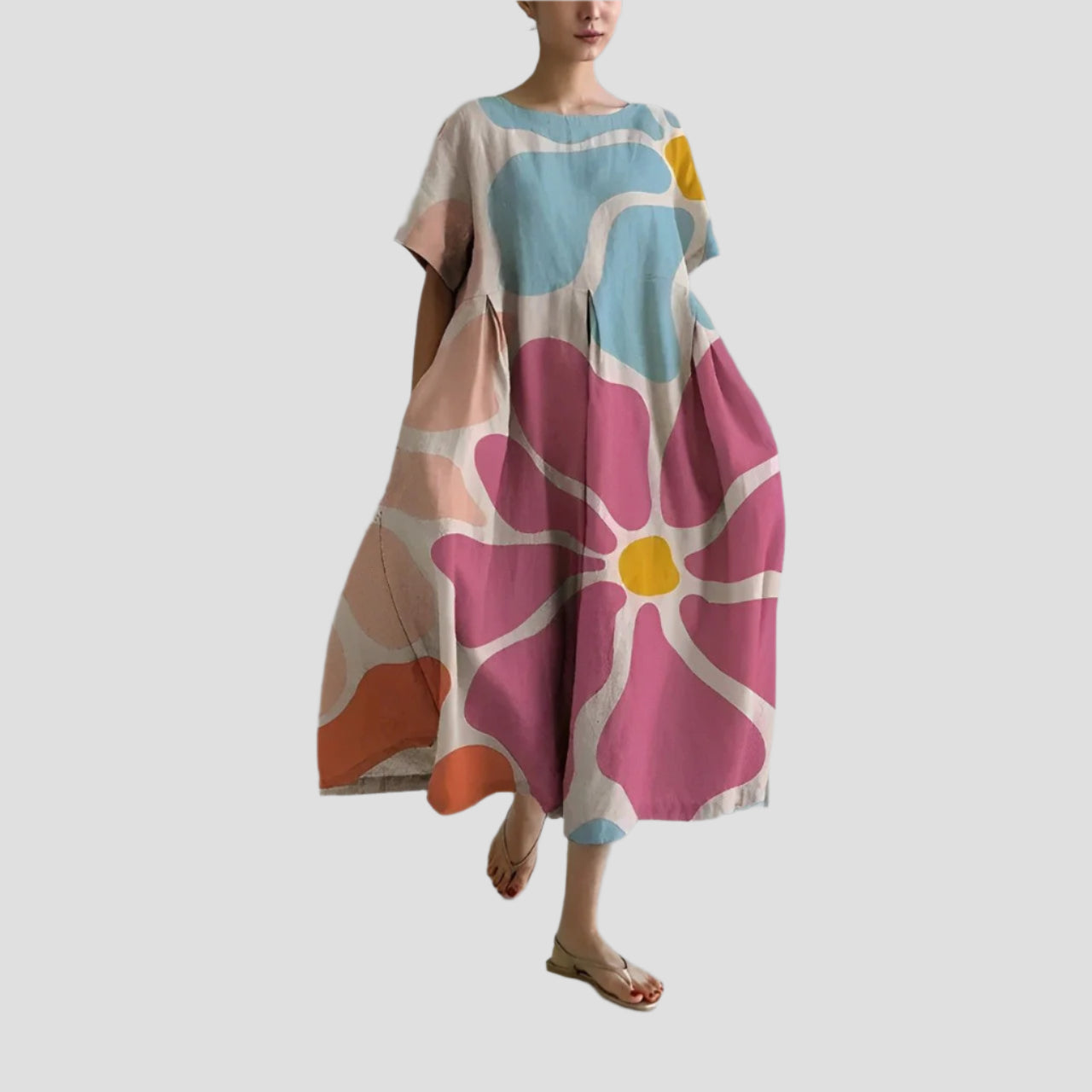 Blumenkleid aus hochwertiger Baumwolle mit elegantem Blumendruck – Ideal für jeden Anlass 1