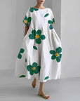 Blumenkleid aus hochwertiger Baumwolle mit elegantem Blumendruck – Ideal für jeden Anlass 2