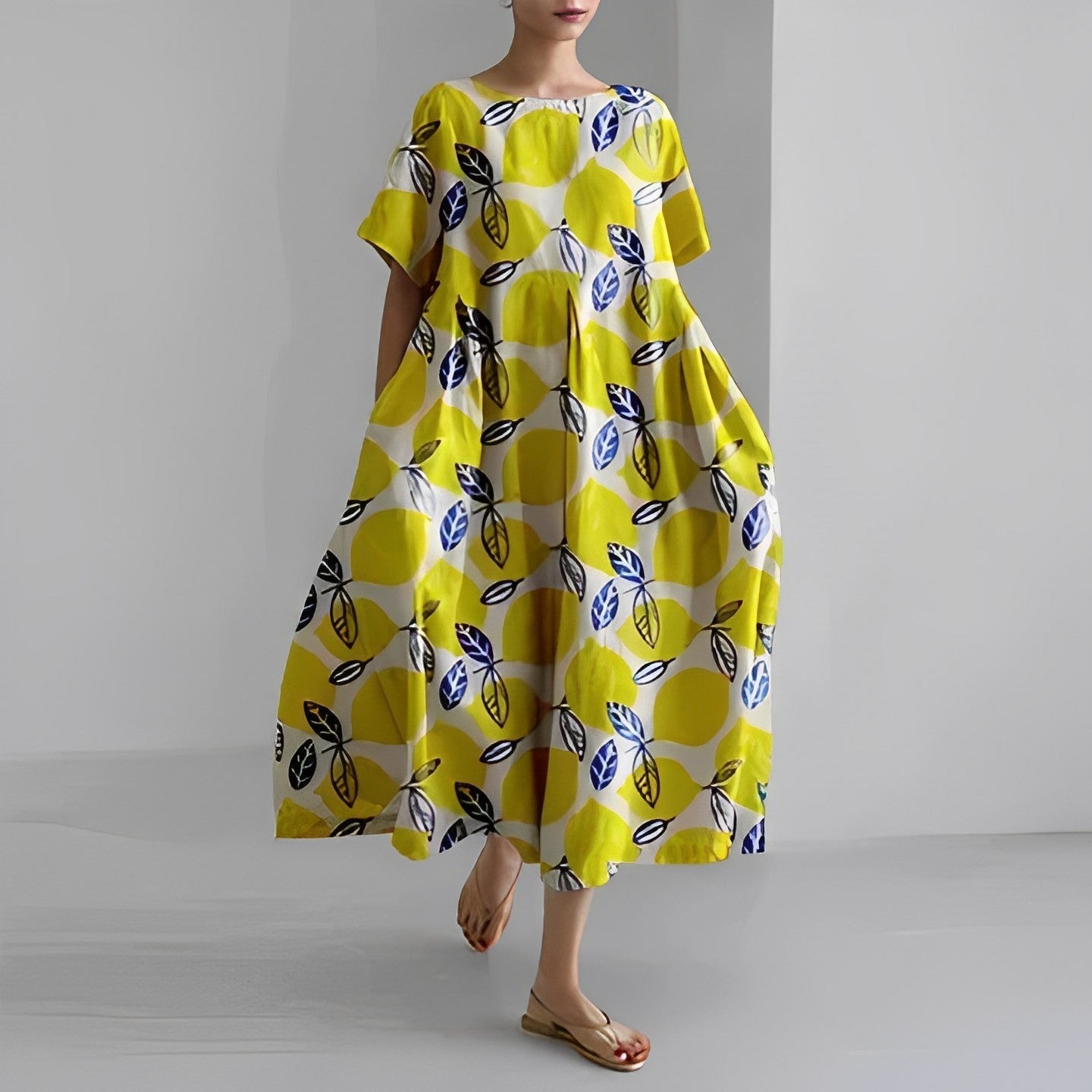 Blumenkleid aus hochwertiger Baumwolle mit elegantem Blumendruck – Ideal für jeden Anlass 3