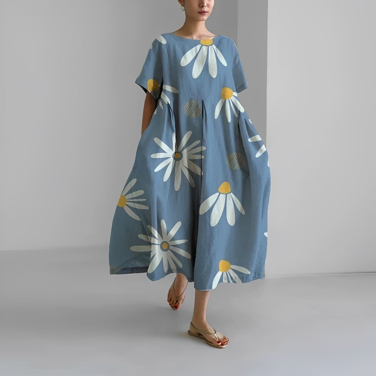 Blumenkleid aus hochwertiger Baumwolle mit elegantem Blumendruck – Ideal für jeden Anlass 10