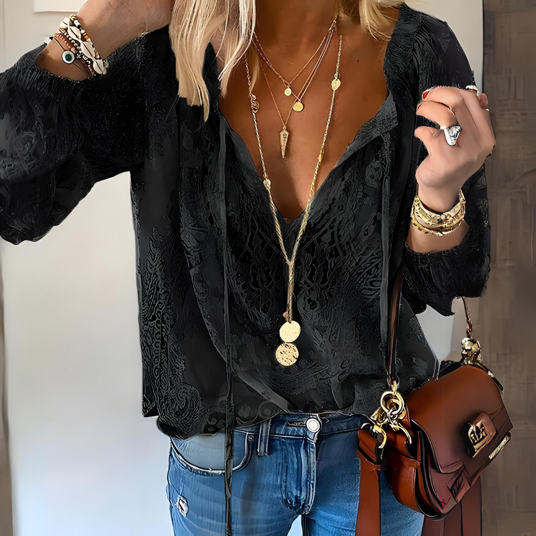Elegante Boho-Bluse mit Geschlitztem Ausschnitt – Luftige Passform für Jeden Tag 3