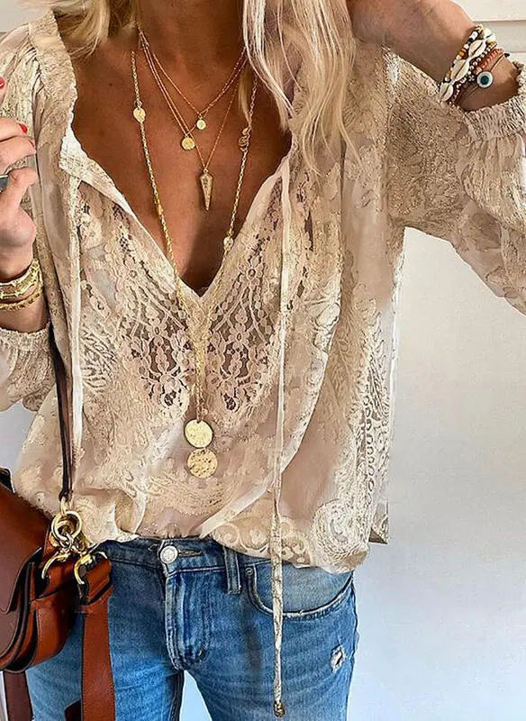 Elegante Boho-Bluse mit Geschlitztem Ausschnitt – Luftige Passform für Jeden Tag 5