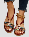 Boho Flache Sandalen aus Flanell für Stilvolle Sommertage – Bequeme und Elegante Sommerschuhe 1