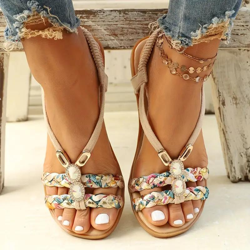 Boho Flache Sandalen aus Flanell für Stilvolle Sommertage – Bequeme und Elegante Sommerschuhe 2