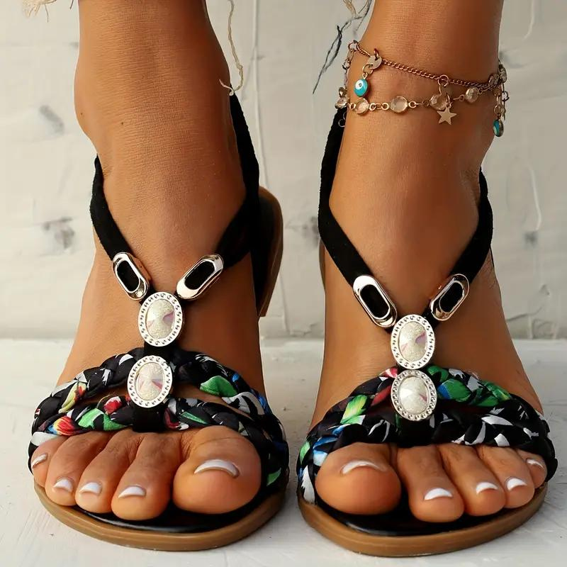 Boho Flache Sandalen aus Flanell für Stilvolle Sommertage – Bequeme und Elegante Sommerschuhe 3